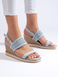 Blaue Damen Sandalen mit Keilabsatz