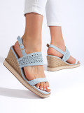 Blaue Damen Sandalen mit Keilabsatz