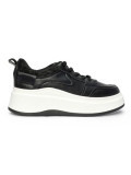 Damen schwarze Sneakers mit dicker Sohle