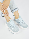 Blaue Damen-Sneaker mit dicker Sohle