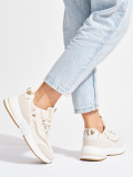 Beige Damen Sport Sneakers mit dicker Sohle