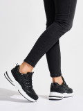 Schwarze Damen-Sneaker mit dicker Sohle