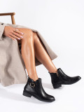 Schwarze Damen Stiefeletten mit goldenen Details