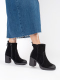 Schwarze Leder Stiefeletten mit Absatz Sergio Leone