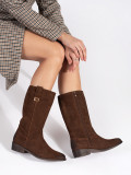 Braune Damen-Lederstiefel im Cowboy-Stil mit Absatz von Sergio Leone