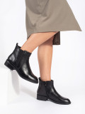 Schwarze Damen Stiefeletten mit niedrigem Absatz