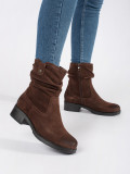 Braune Leder Stiefeletten mit gerafftem Schaft von Sergio Leone