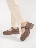 Beige Plateau-Slipper aus ökologischem Wildleder