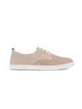 Beige durchbrochene Sneakers aus echtem Leder