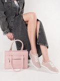 Helle rosa Ajour-Sneaker aus echtem Leder