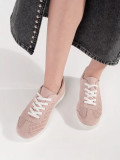 Helle rosa Ajour-Sneaker aus echtem Leder