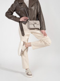 Beige Leder Sneakers auf Plattform