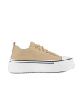 Beige Damen Sneakers mit dicker Sohle