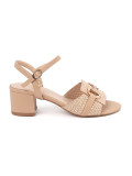 Beige Damen Sandalen mit mittelhohem Absatz