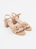 Beige Damen Sandalen mit mittelhohem Absatz