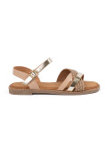 Goldene Damen Sandalen mit flachem Absatz