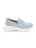 Blaue Halbschuhe mit dicker Sohle
