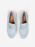 Blaue Halbschuhe mit dicker Sohle