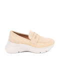 Helle beige Halbschuhe mit dicker Sohle