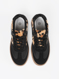Damen schwarze Sneakers mit Leoparden-Details