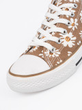 Beige Damen Sneaker mit Blumenmuster