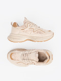 Helle beige Damen Sneakers auf Plattform