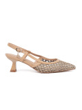 Beige Ajour-Pumps mit niedrigem Absatz