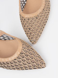 Beige Ajour-Pumps mit niedrigem Absatz