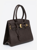 Elegante braune Handtasche mit dekorativer goldener Schnalle