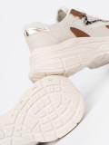 Beige Damen Sneakers mit dicker Sohle