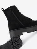 Schwarze Stiefeletten mit Wildleder-Optik