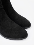 Klassische schwarze Stiefeletten mit gerafftem Schaft