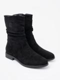 Klassische schwarze Stiefeletten mit gerafftem Schaft