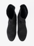 Klassische schwarze Stiefeletten mit gerafftem Schaft