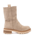 Minimalistische beige Stiefeletten aus weichem Wildleder