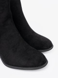 Schwarze Wildleder-Stiefeletten mit Blockabsatz