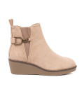 Beige Ankle Boots auf bequemem, niedrigem Keil