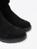 Schwarze Stiefeletten mit gerafftem Schaft und Reißverschluss