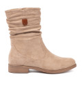 Beige Stiefeletten mit gerafftem Schaft