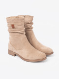 Beige Stiefeletten mit gerafftem Schaft