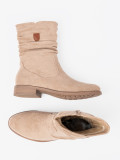 Beige Stiefeletten mit gerafftem Schaft