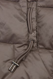 Winterjacke mit Fell, halbglänzend, Dunkelbeige