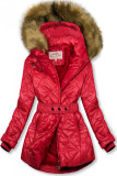 Jacke mit Gürtel und Fleecefutter rot