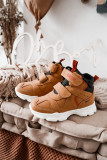 Trekking-Stiefelette aus Kunstleder mit Klettverschluss, gelb