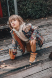 Trekking-Stiefelette aus Kunstleder mit Klettverschluss, gelb