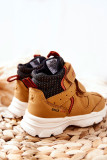 Trekking-Stiefelette aus Kunstleder mit Klettverschluss, gelb