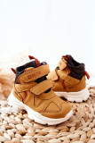 Trekking-Stiefelette aus Kunstleder mit Klettverschluss, gelb