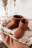 Gefütterte braune Schneestiefel aus Wildlederimitat