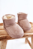 Beige gefütterter Schneestiefel aus Wildlederimitat