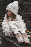 Beige gefütterter Schneestiefel aus Wildlederimitat